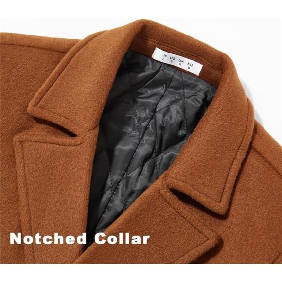 Men's Luxury Full Length Trench Coat Long Wool Overcoat Winter Windbreaker - Picture 6 of 8